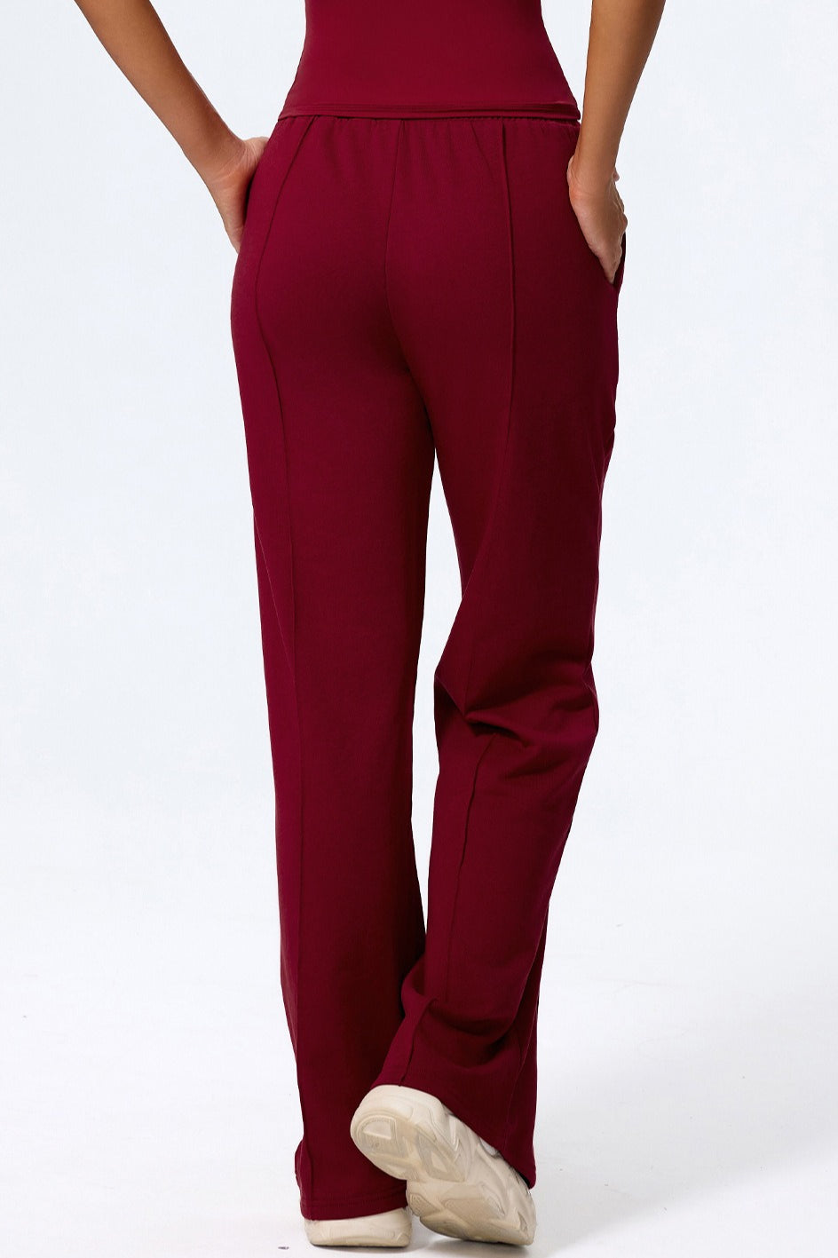 Relaxed Straight Leg High Waist Knit Pants