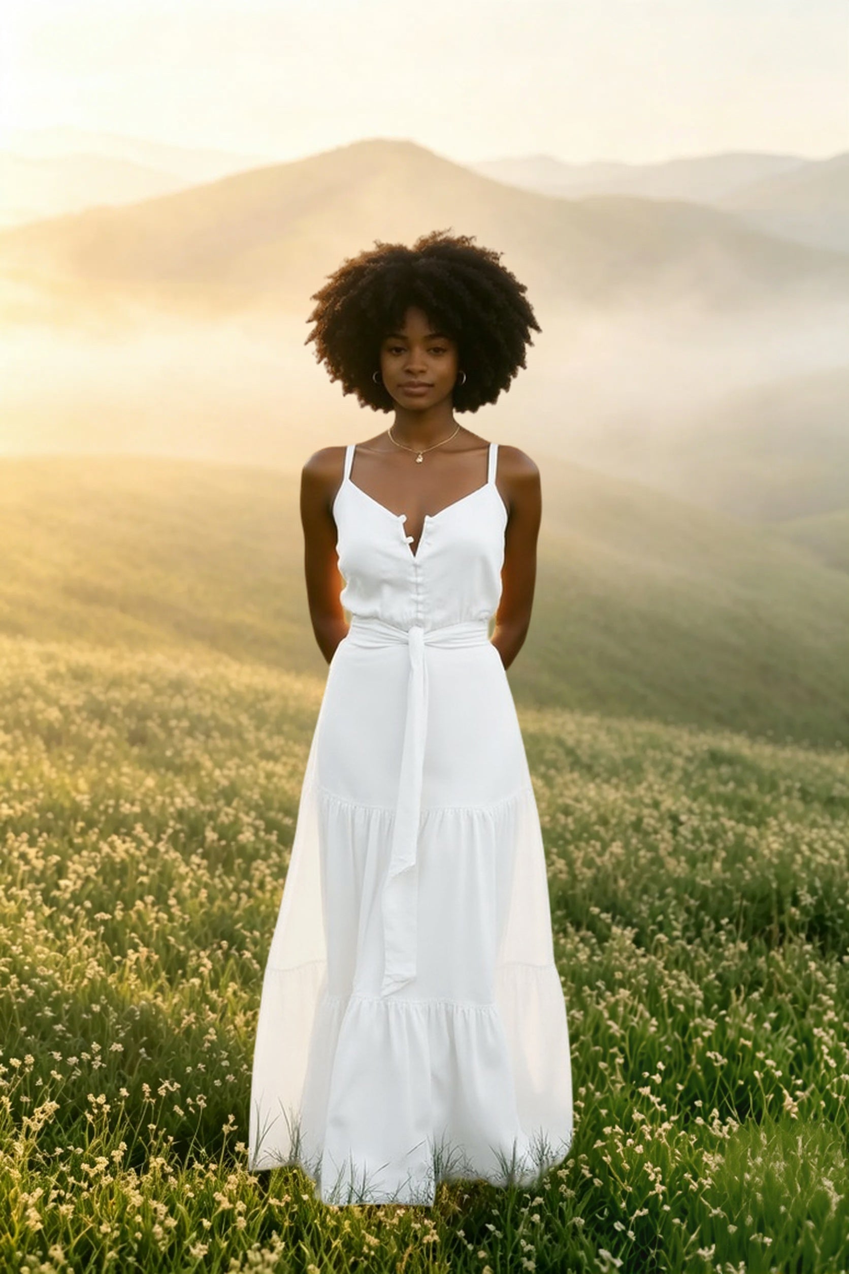 DressBetty - Elegant V Neck Tunic Ruffles Maxi Dress