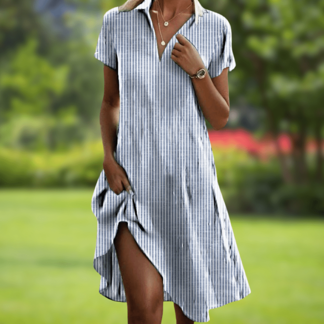 Collared Short Sleeve Floral Button Front Midi Dress 7