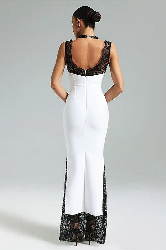 Lace Bandage V-Neck Sleeveless Party Dress