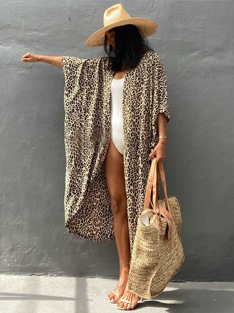 Tie-Dye Print Belted Short Sleeve Long Kimono Duster Robe 16