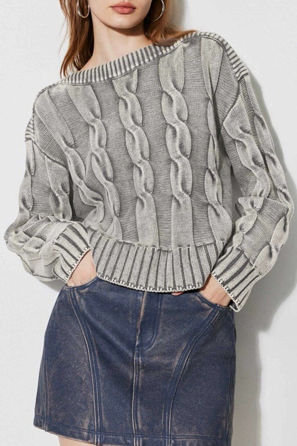 Vintage Cable Knit OffShoulder Sweater