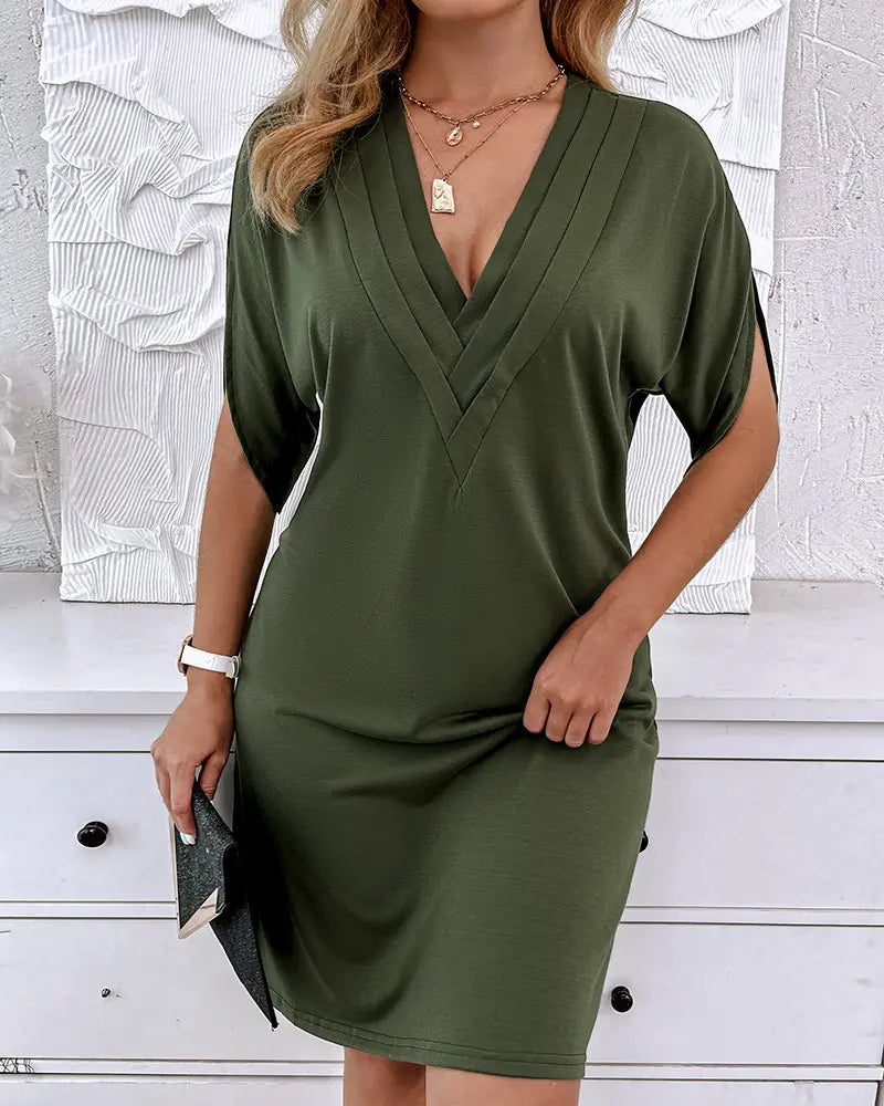 Rosario Womens V Neck Tailored Dress for Boutique Fashion Look