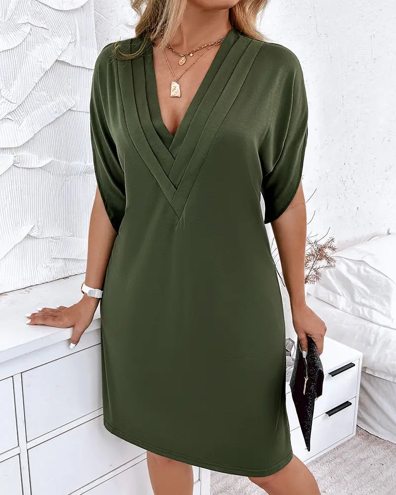 Rosario Womens V Neck Tailored Dress for Boutique Fashion Look