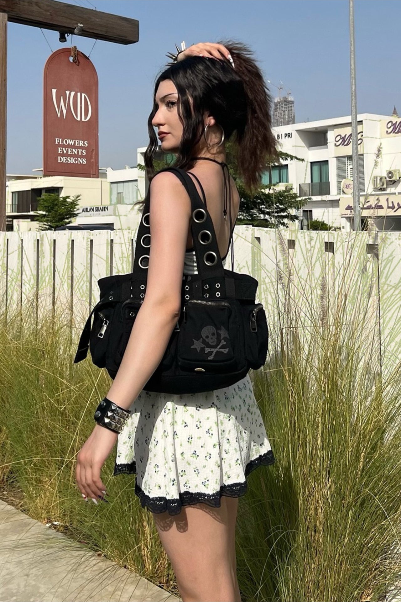 Floral Print Waist Cinch A Line Slip Dress