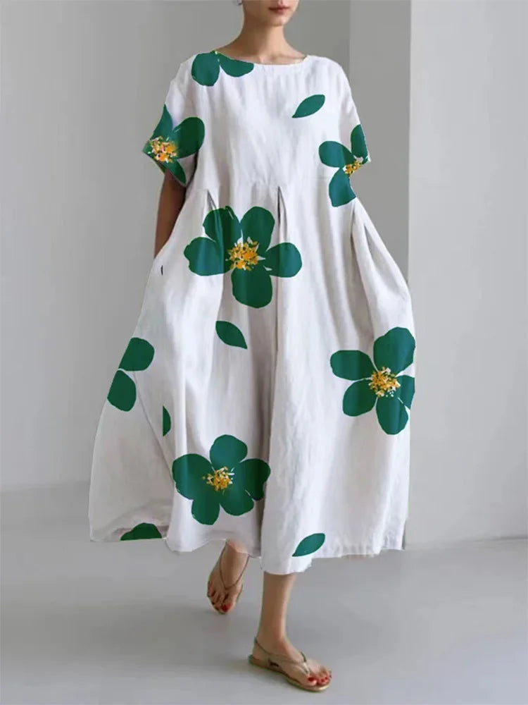 Gustava Minimalist Floral Print Dress Designer Edit