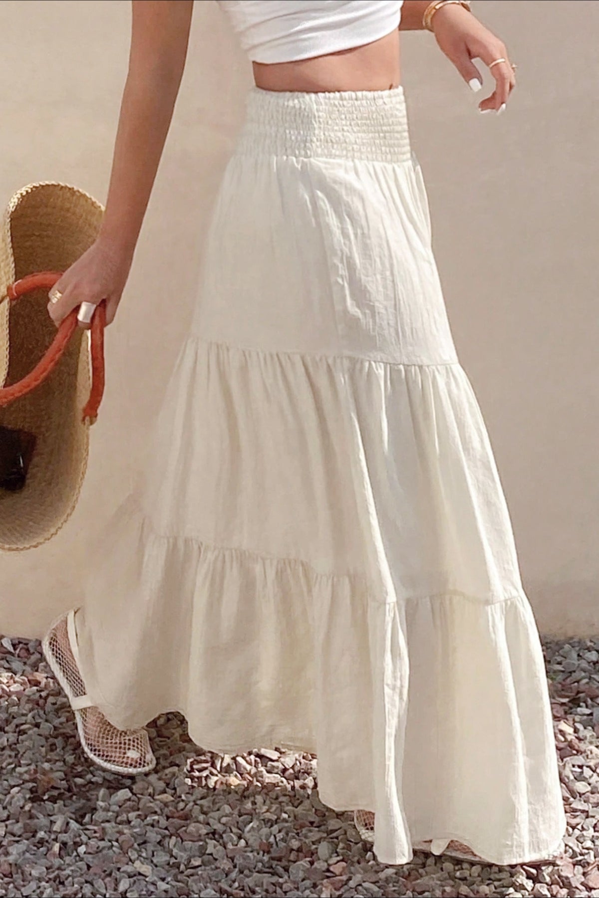 Solid Color Relaxed Fit Boho Skirt