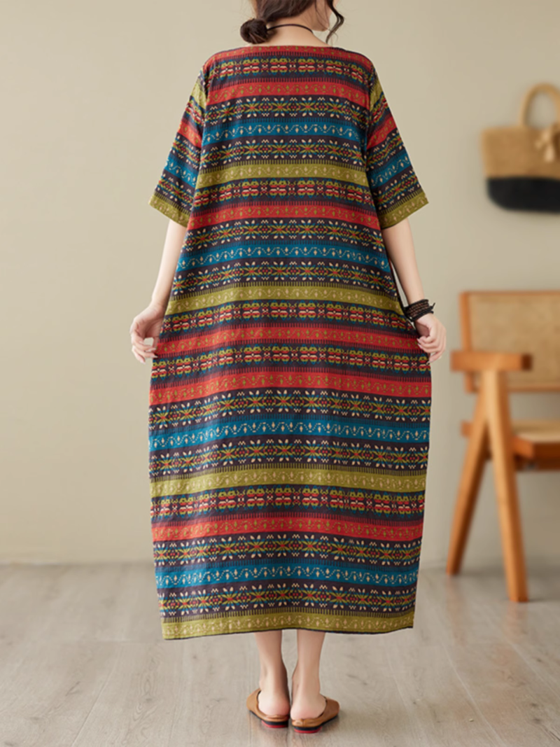 Classic Charmer Color Striped Printed Midi Dress