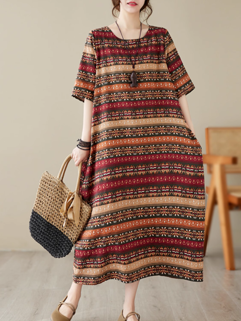 Classic Charmer Color Striped Printed Midi Dress