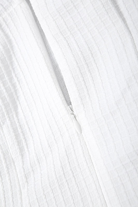 White Faux Fur Bodice Asymmetric Hem Dress 8