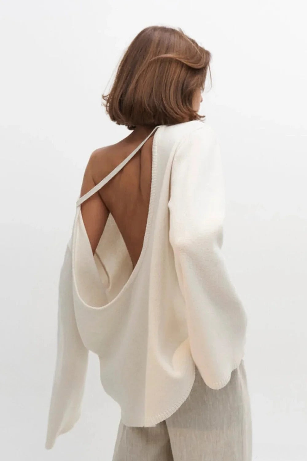 Cotton Loose Fit OffShoulder Knit Sweater