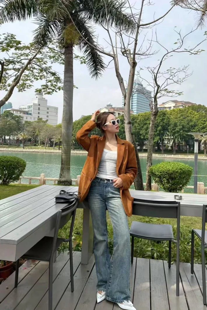 Suede TwoButton Casual Blazer