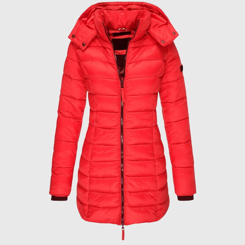 Hooded Zip Front Quilted Longline Puffer Down Coat 6