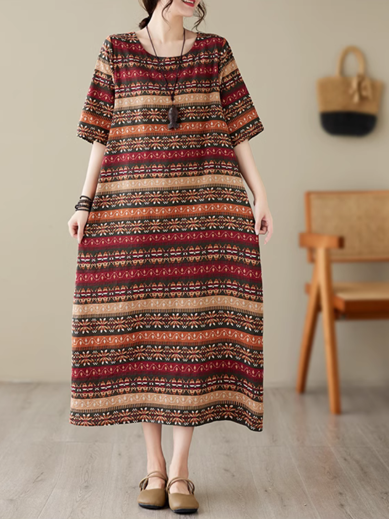 Classic Charmer Color Striped Printed Midi Dress