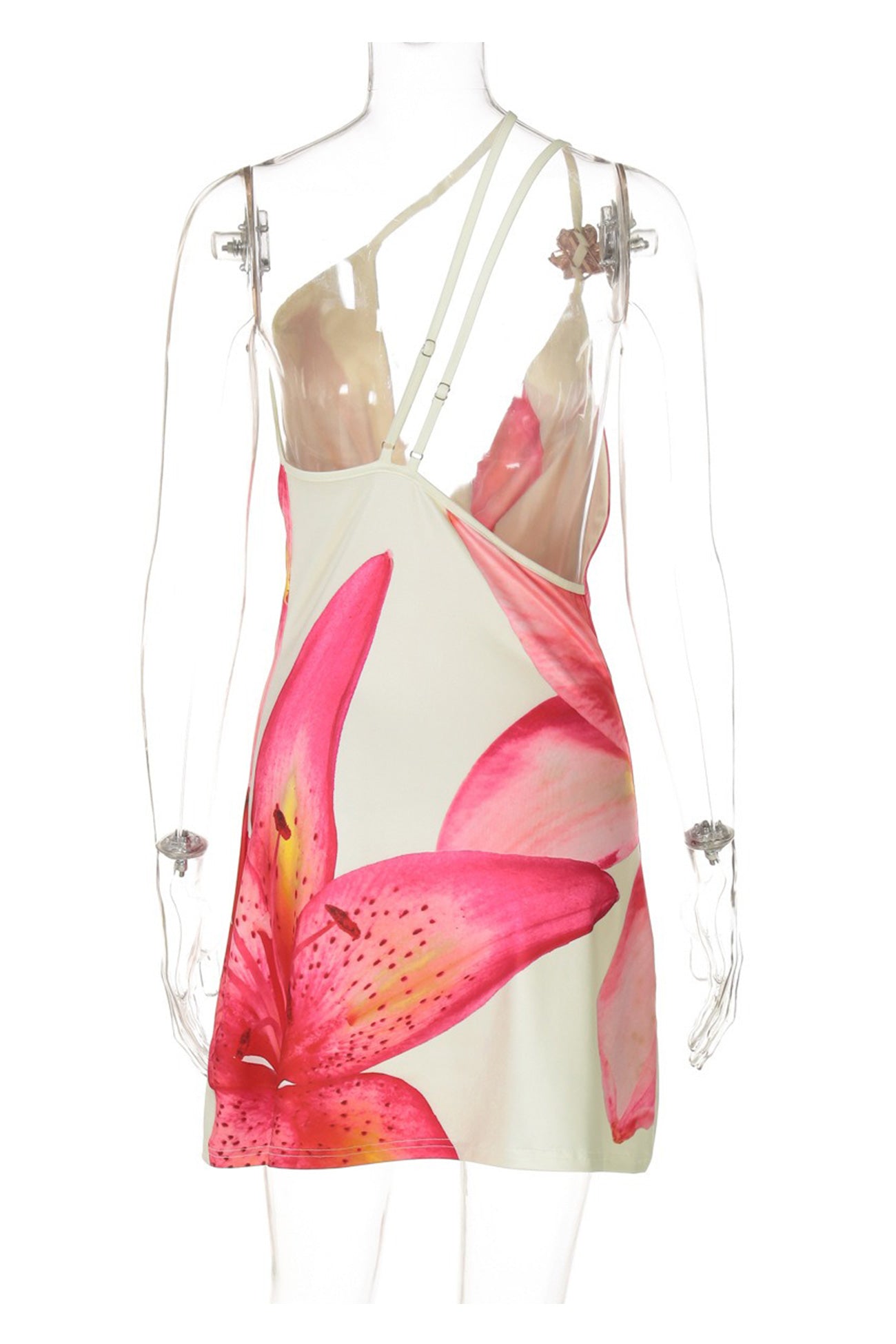 Floral Cowl Neck One shoulder Mini Dress