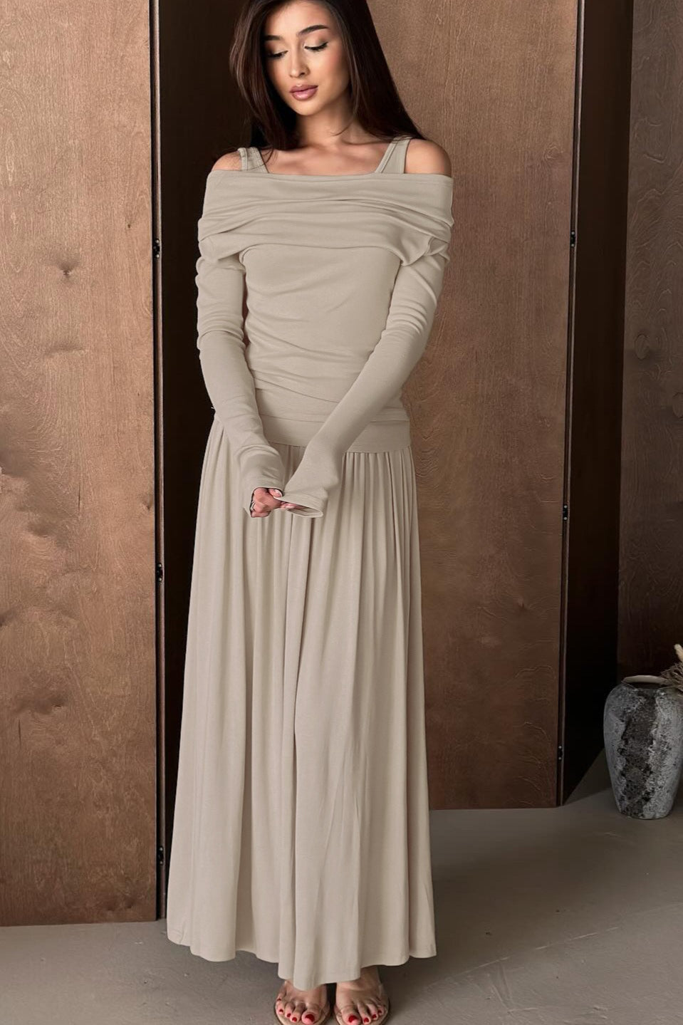 One Shoulder Ruched Maxi Dress