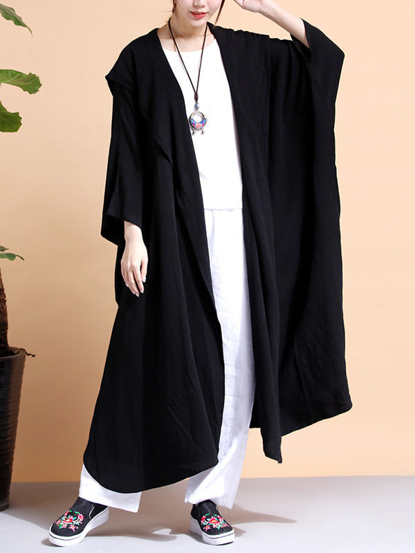 Batwing Sleeve Open Front Loose Long Cape Coat
