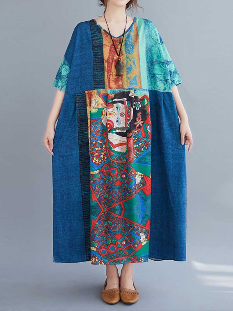 Never Give Up Printed Smock Dress