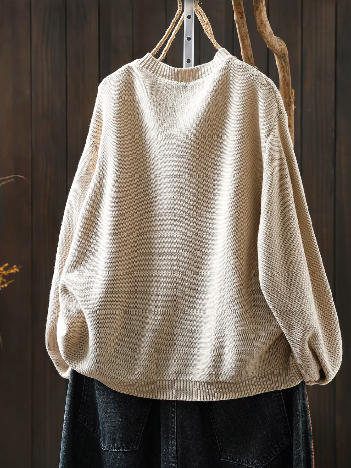 Knit Round Neck Multicolor Button Long Sleeve Cardigan 4
