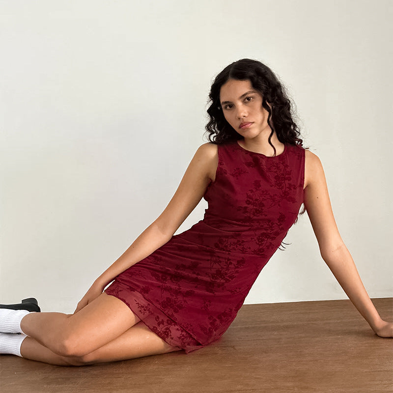 Beverly Mini Dress Maroon