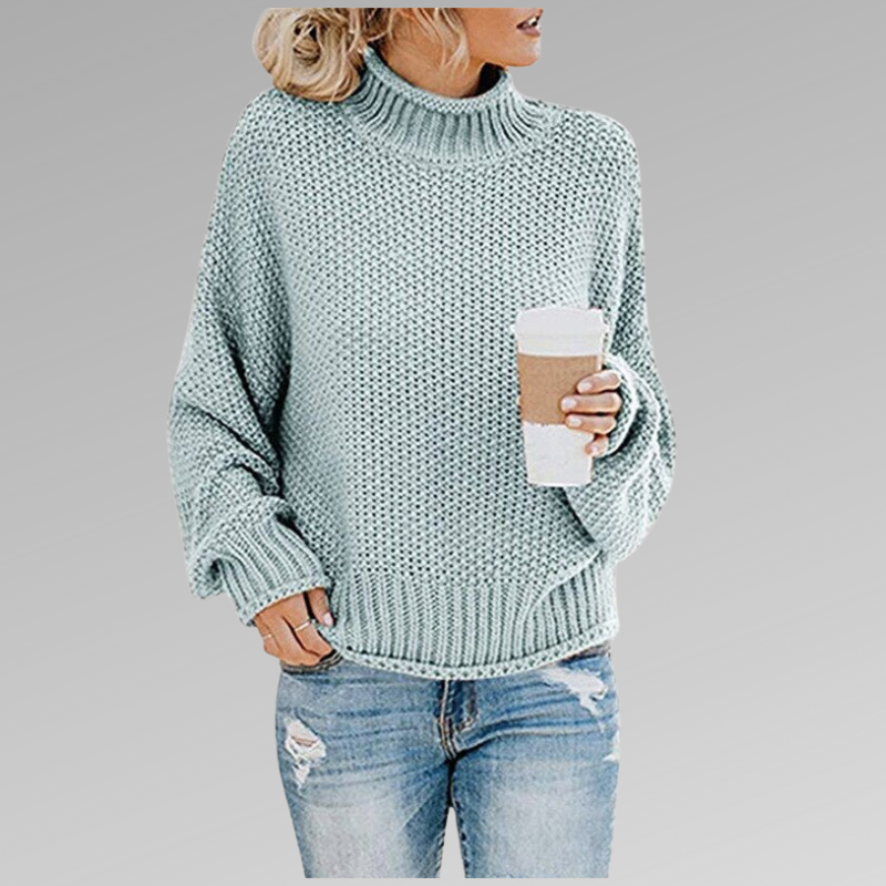 Turtleneck Chunky Knit Drop Shoulder Oversized Sweater