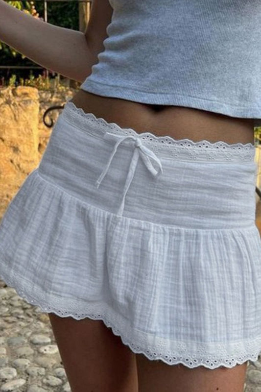 Lace Trim Bow Detail ALine Skirt