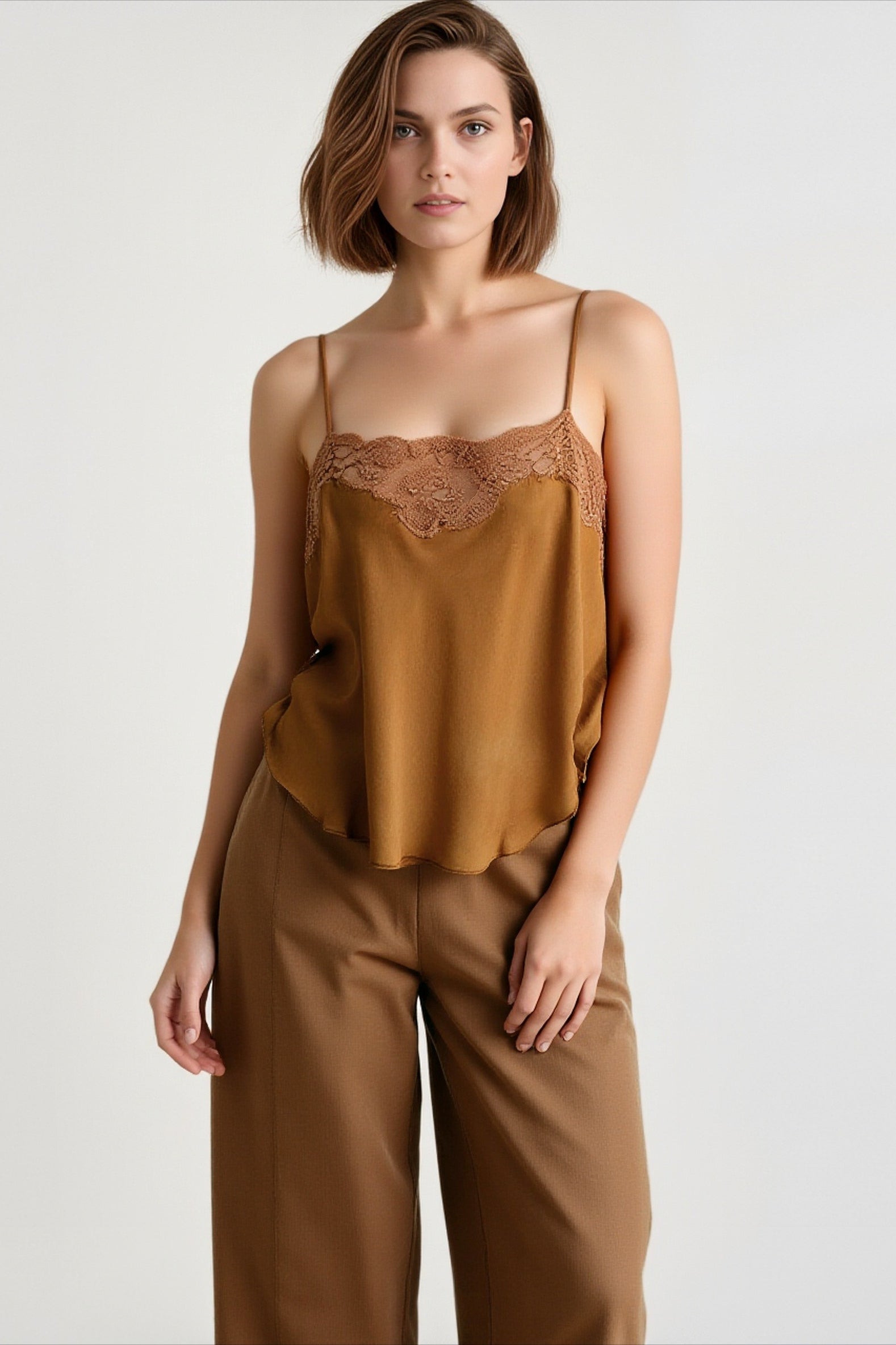 Loose fit solid satin cami top