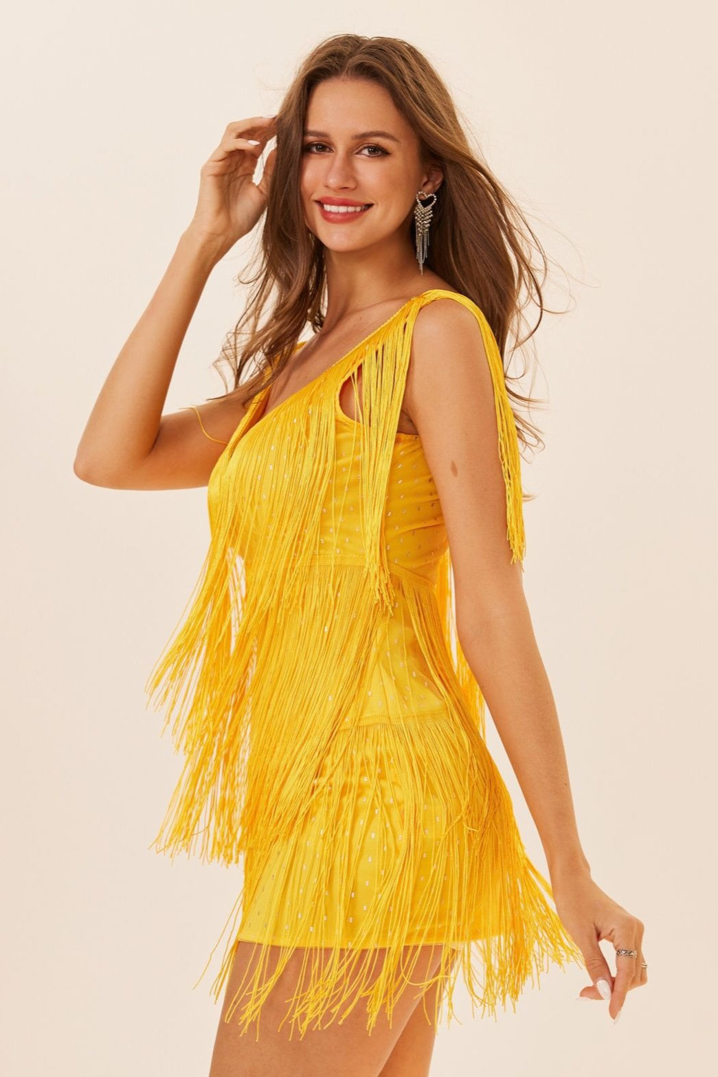 Sleeveless Tassel Trim Fringe Hem Mini Dress 14