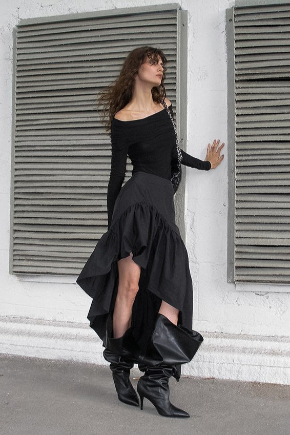 Ruffled Layered Cotton Skirt