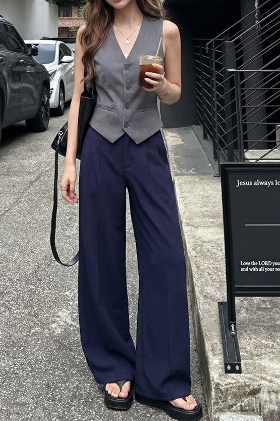 Linen Tailored Relaxed Straight Leg Pants