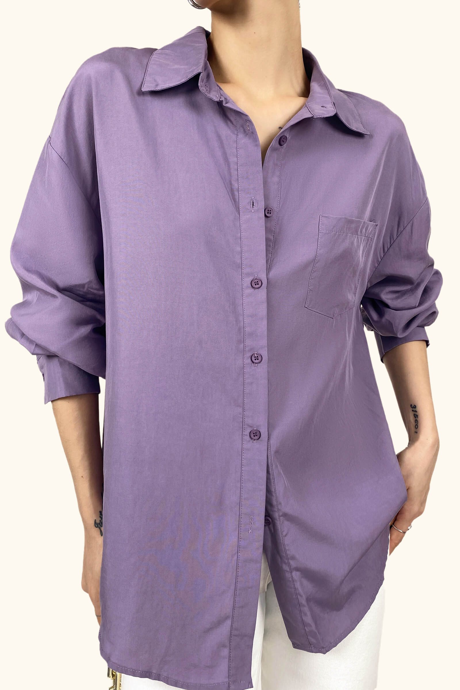 Slate Blue Long Sleeve Button Front Shirt