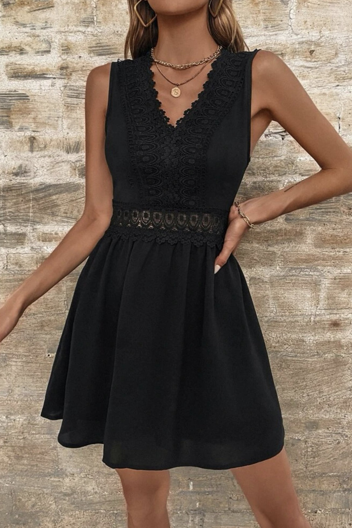 Patchwork Lace Short A-Line Boho Dress