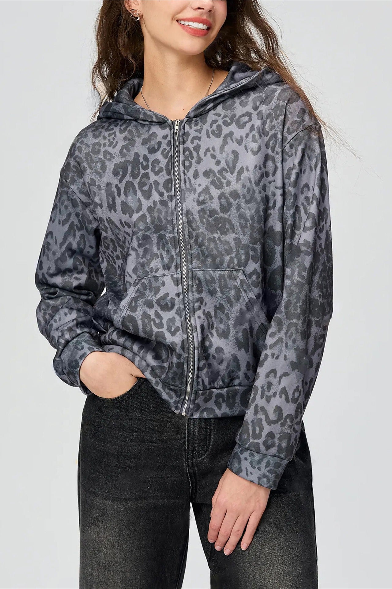 Solid Backless Mesh Zip Hoodie