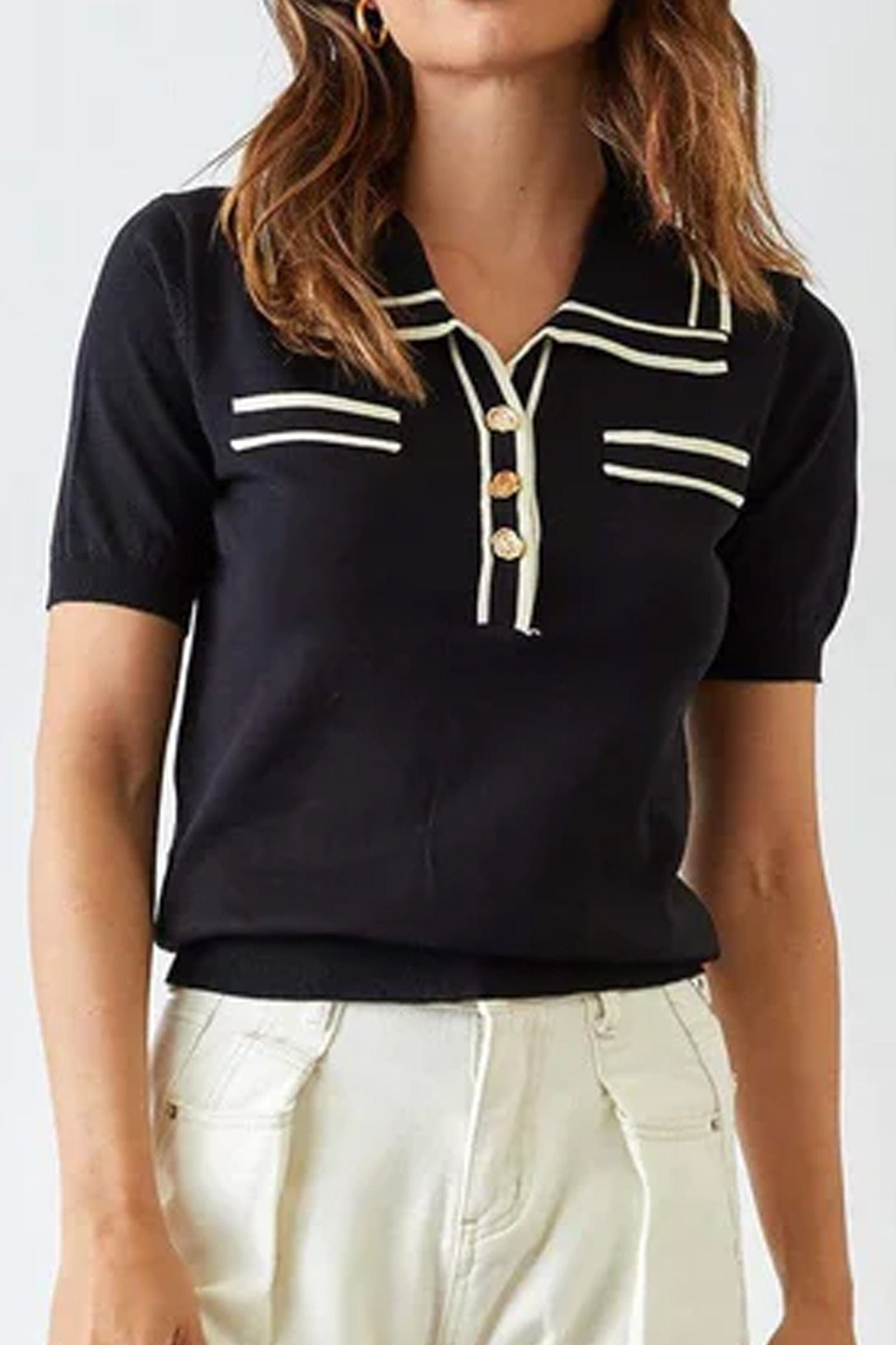 Anika Black Lapel Sweater