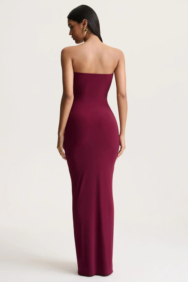 Strapless Ruched Waist Sash Party Dress