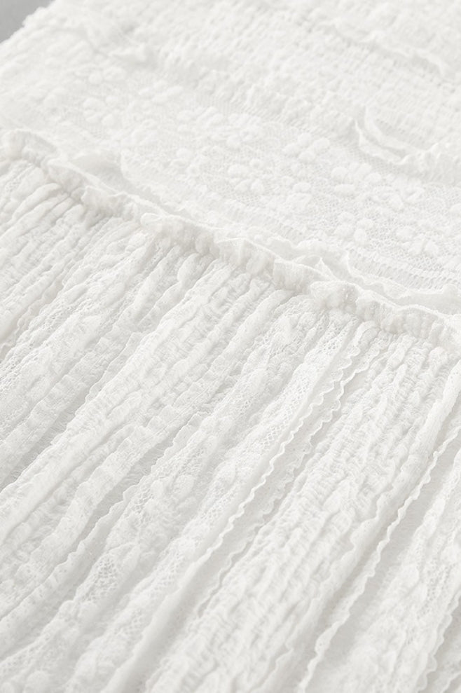 High Waist Lace Tiered A Line Boho Skirt