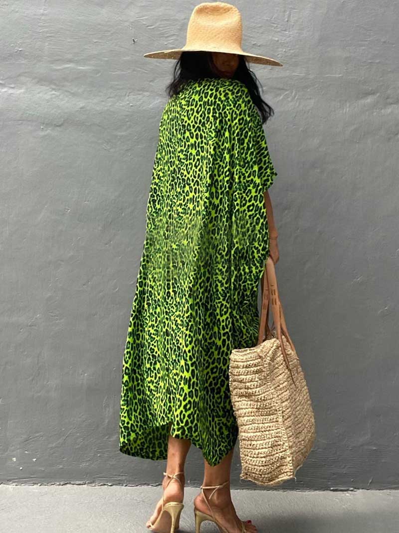 Tie-Dye Print Belted Short Sleeve Long Kimono Duster Robe 8