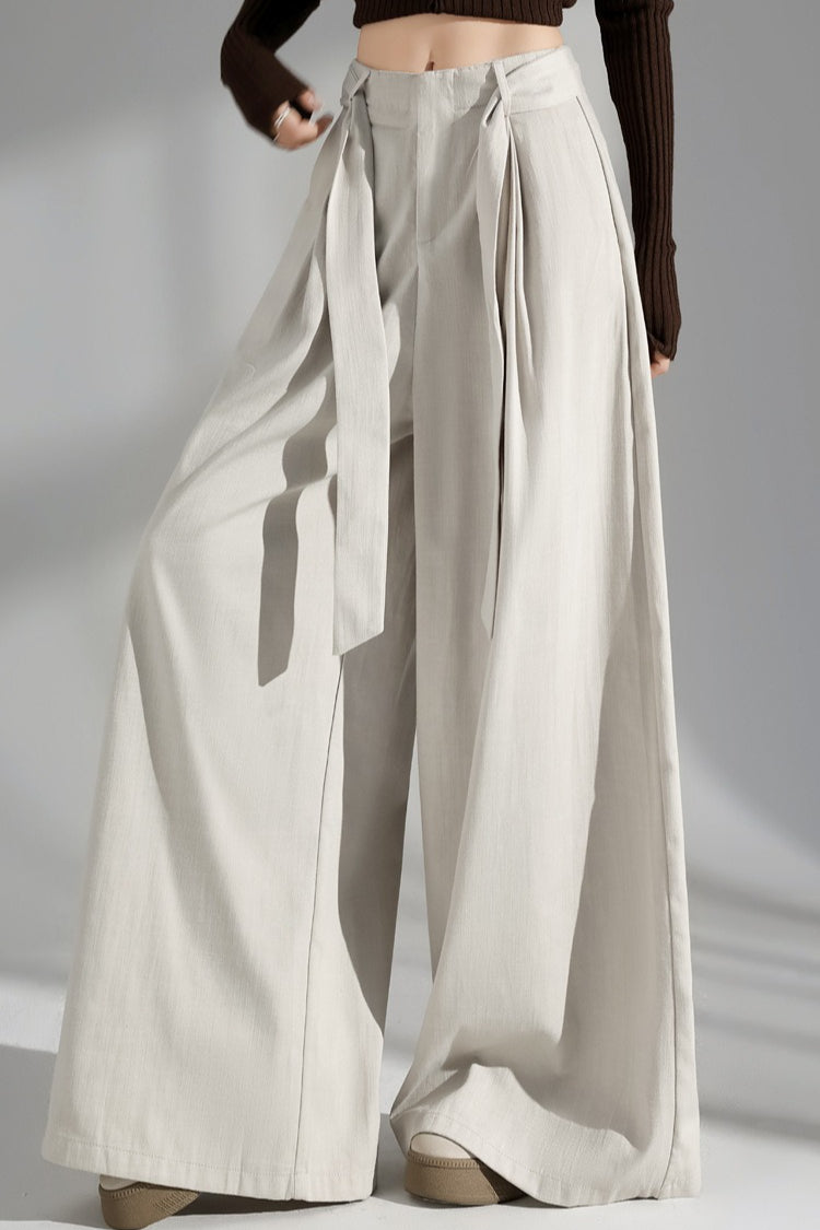 Wrinkle Resistant Denim Cotton Wide Leg Pants