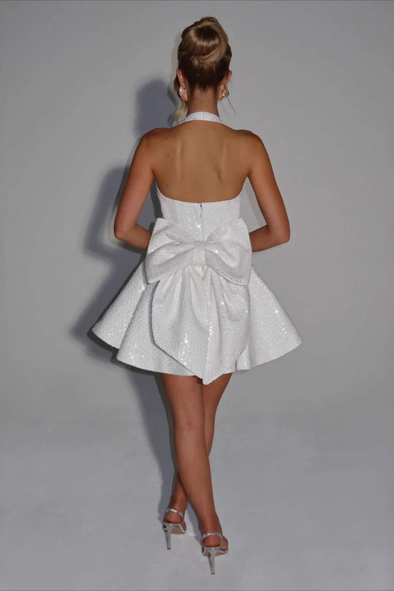 Square Neck Halter Bow Sleeveless Party Dress