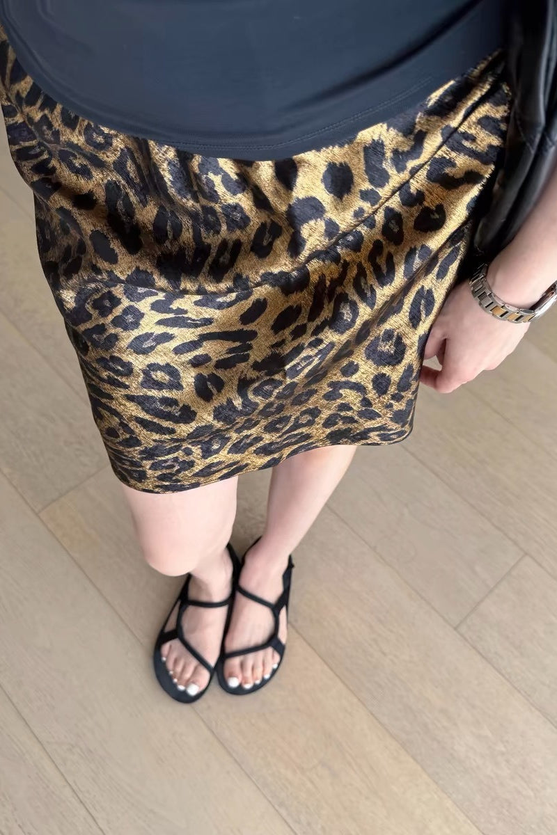 Wrinkle Resistant Leopard ALine Skirt
