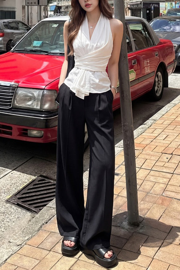 Linen Tailored Relaxed Straight Leg Pants