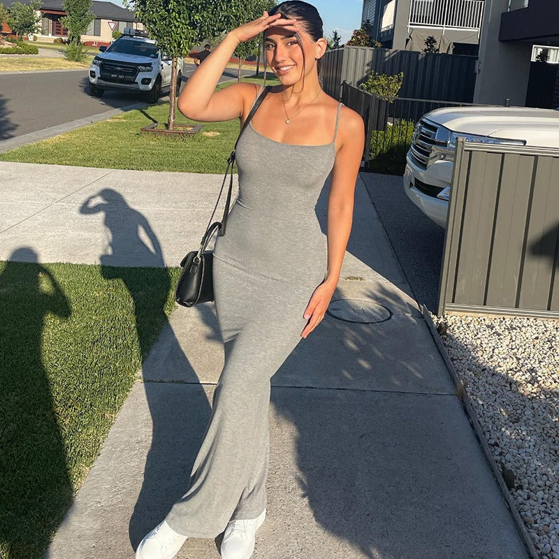Casual Sleeveless High Waisted Slim Fit Camisole Long Dress