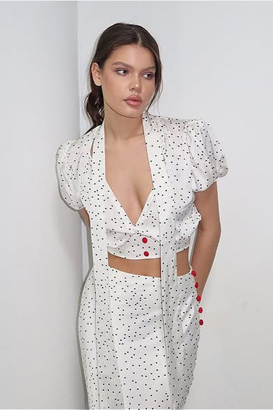 Polka Dot VNeck Maxi Two Pieces Set