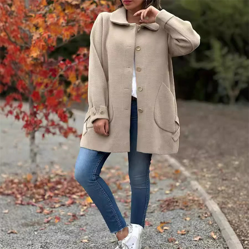 Single-Breasted Coat with Peter Pan Collar