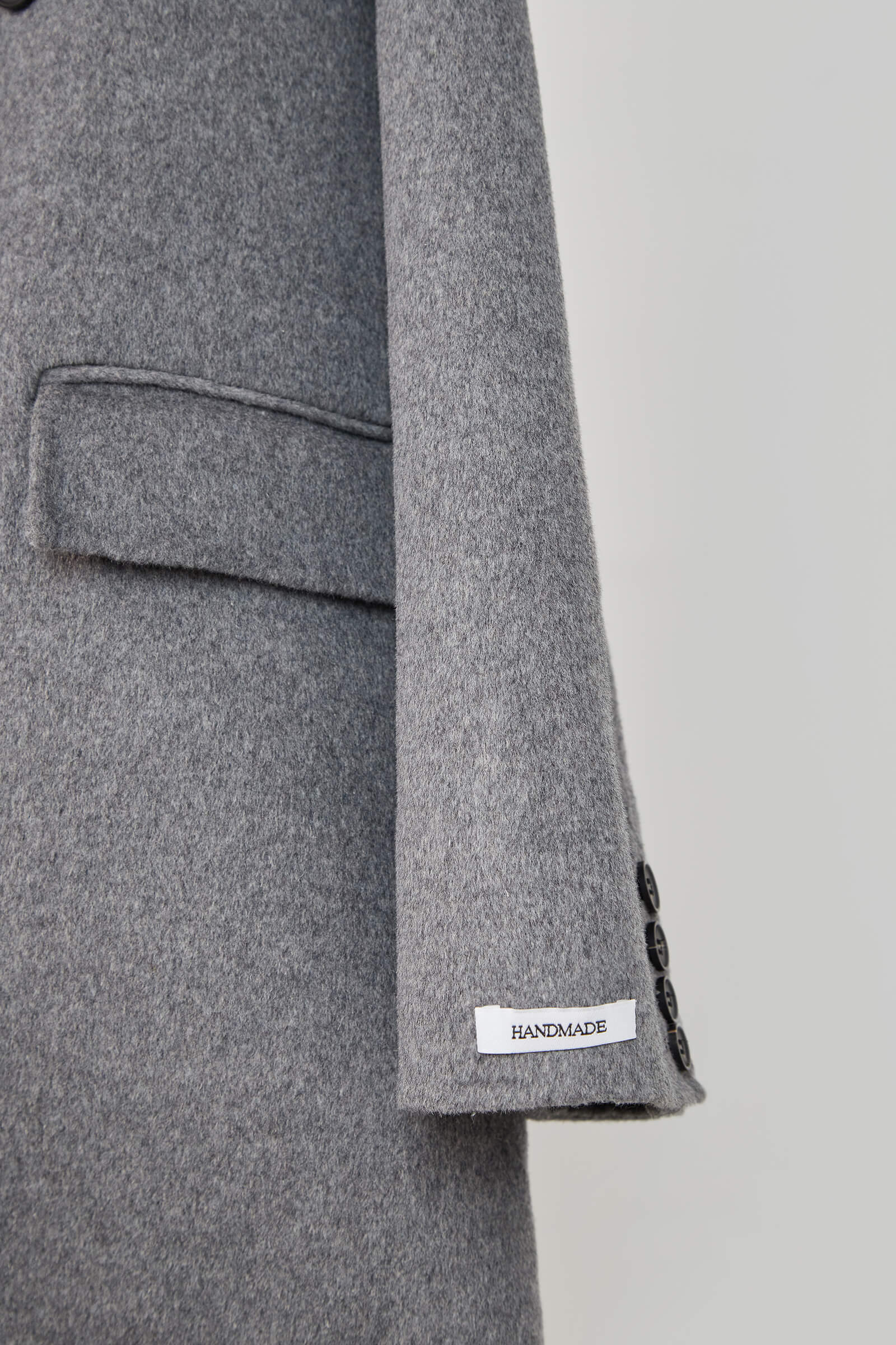 Grey Premium Wool Double-Breasted Longline Coat