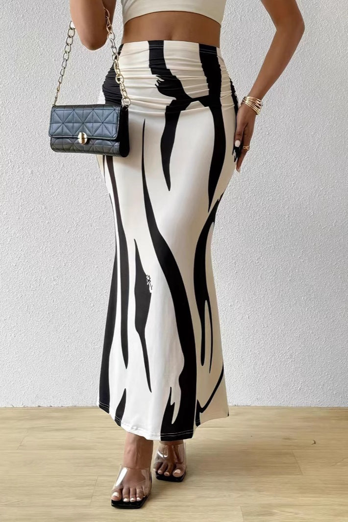 Zebra Print Fishtail Pencil Skirt