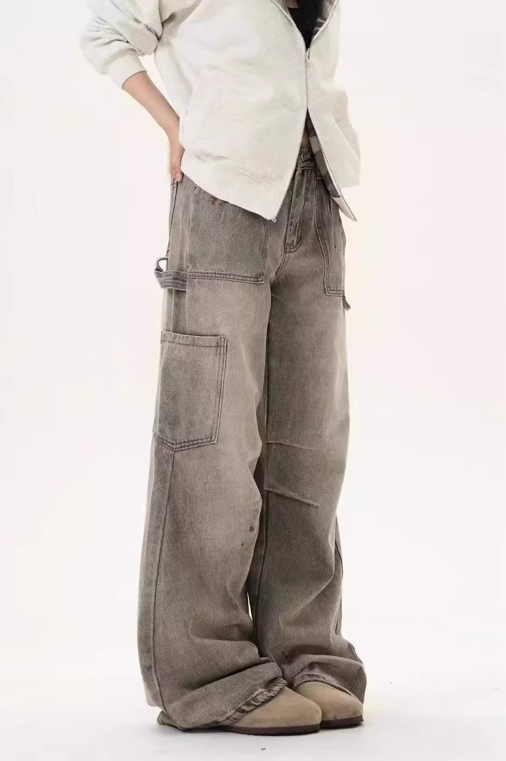 Loose Fit Distressed Floor Length Jeans