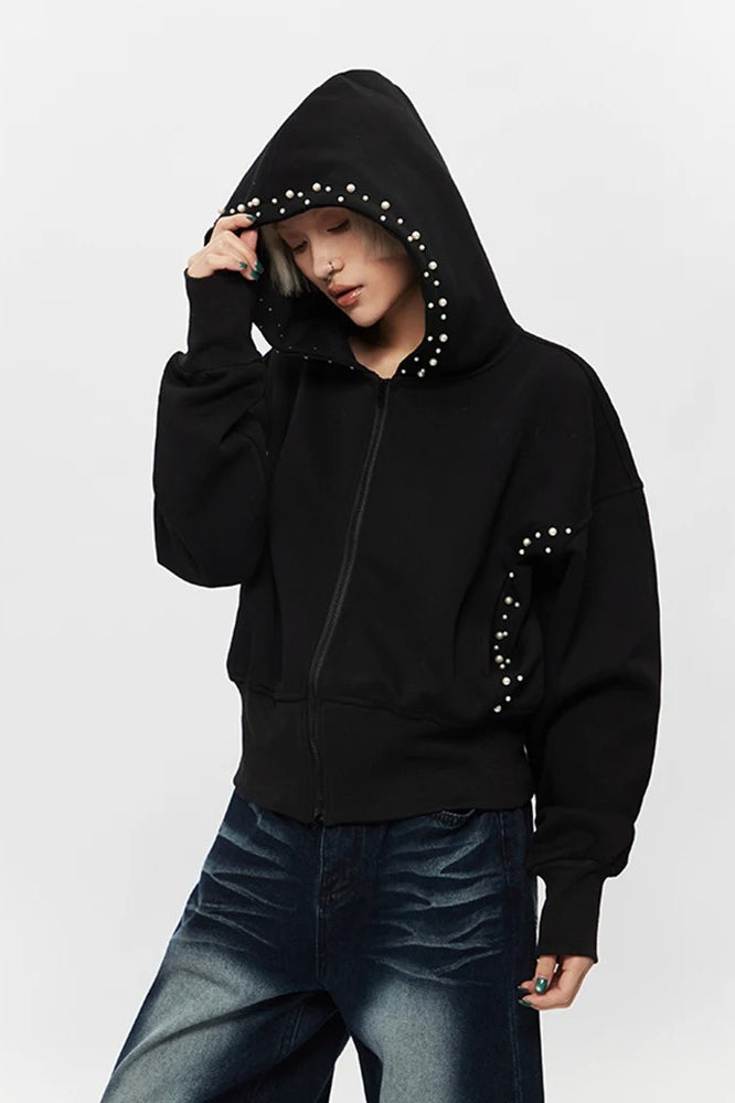 Pearl ZipUp Loose Hoodie