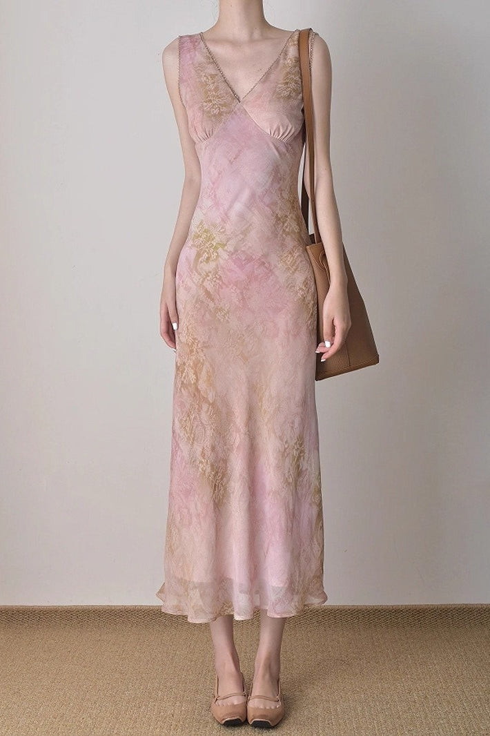 Elegant Chic Slim Waist Long Floral Dress