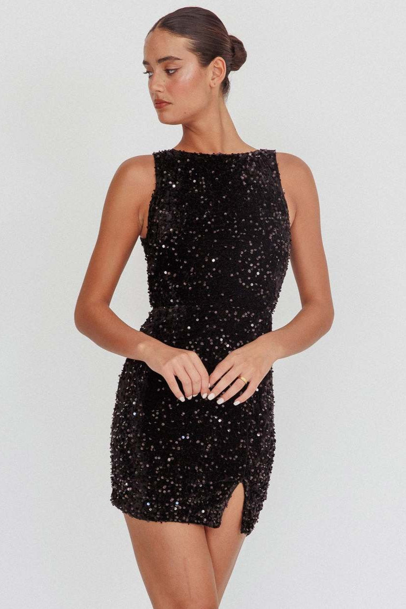 Backless Sleeveless Sequin Mini Dress 4